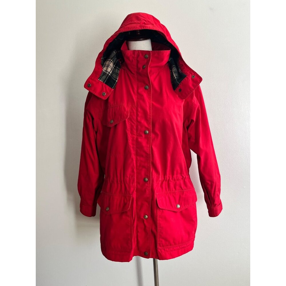 Eddie Bauer Mountain Parka Chore Jacket Womens M Red Hooded Wool Lined 90s